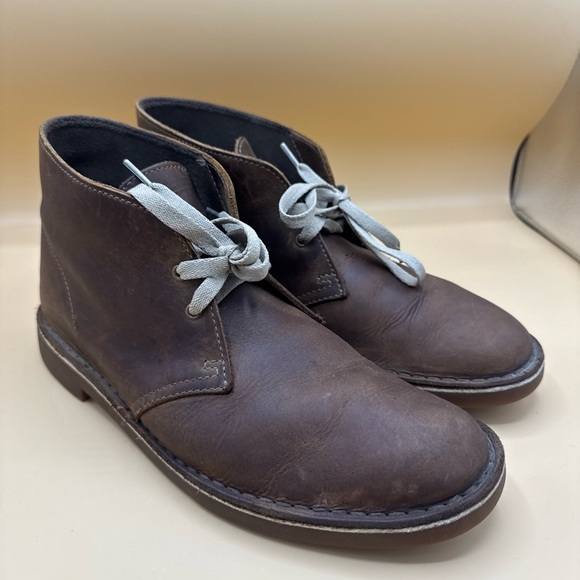 Clarks Bushacre 2 Eye Desert Chukka Boots Mens 82286 Brown Leather Sz 10M - Picture 1 of 10